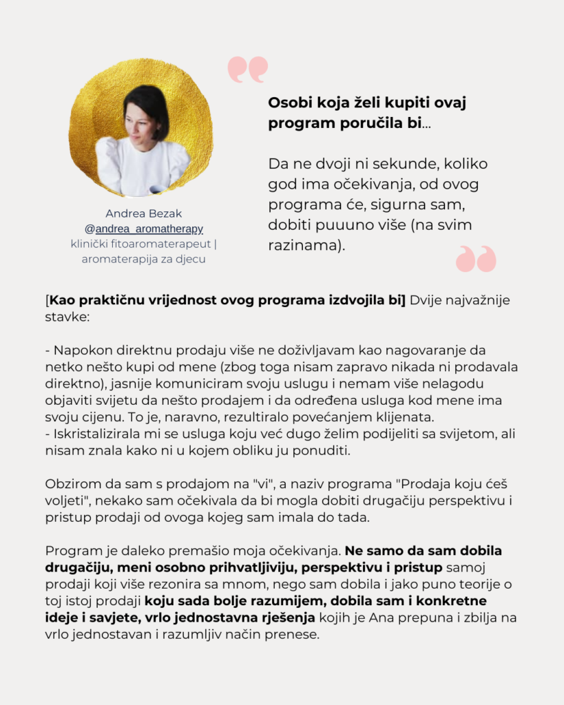 Andrea Aromatherapy testimonial